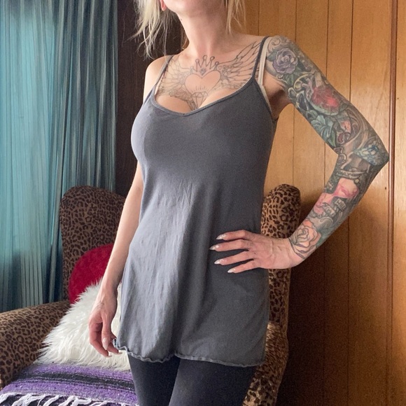 American apparel basic grey spaghetti strap cotton tank top - Picture 2 of 5